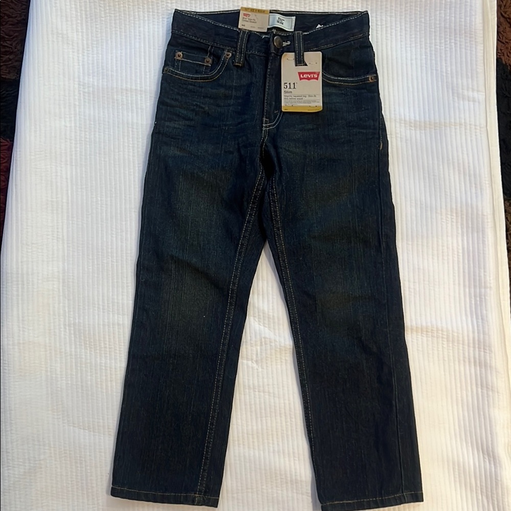 Boys Levi's Blue Slim Straight Jeans Classic Denim